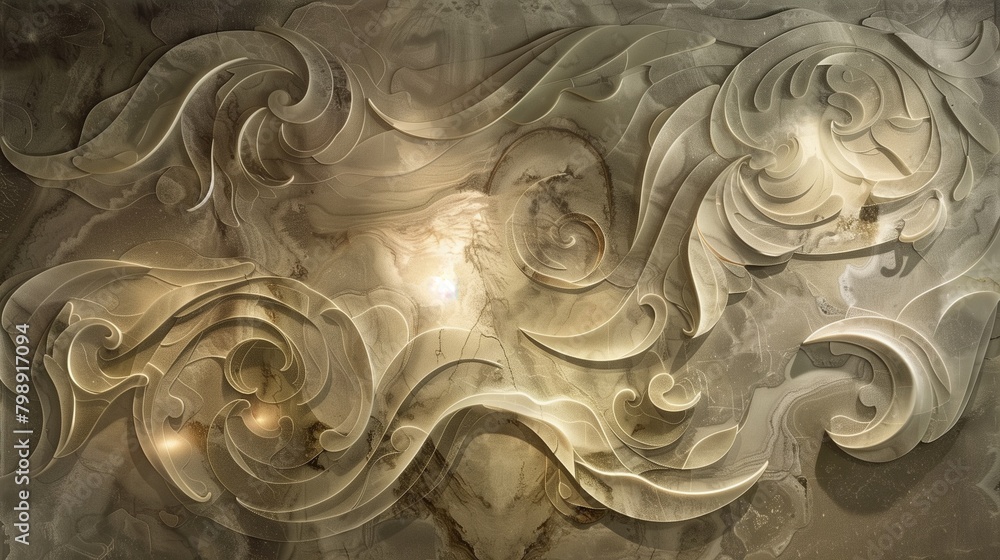 Behold a symphony of light and stone, embodied in an abstract marble mural of unparalleled elegance. Behold a symphony of light and stone, embodied in an abstract marble mural of unparalleled elegance.