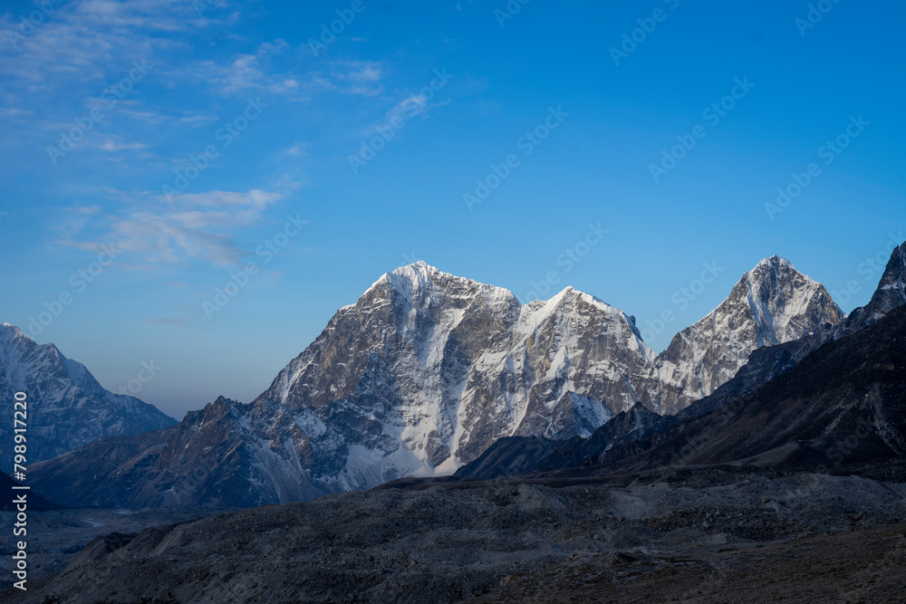 The snow-covered landscape of the Himalayas is an unforgettably beautiful sight.