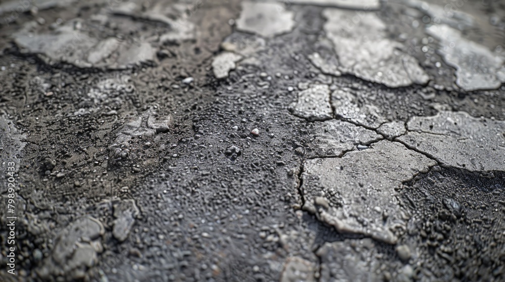 Texture of grimy gray asphalt under daylight close up of rough asphalt surface Aged concrete covered with soil and sand Texture of grimy gray asphalt under daylight close up of rough asphalt surface Aged concrete covered with soil and sand