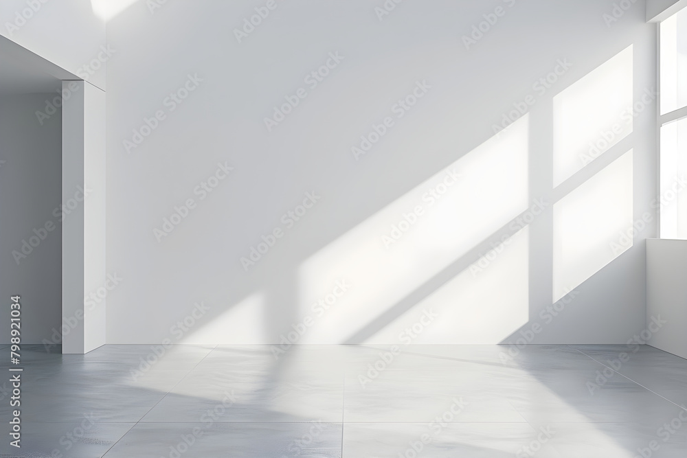 Minimalist white wall with shadows and plant in pot. Empty room interior for wall art mockups. Minimalist white wall with shadows and plant in pot. Empty room interior for wall art mockups.