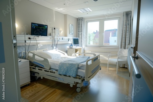 Modular Treatment Pods in modern hospital. Adaptable room for medical procedures and patients comfort © Denis
