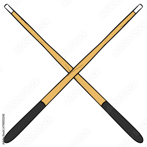 pool cue illustration hand drawn isolated vector	
