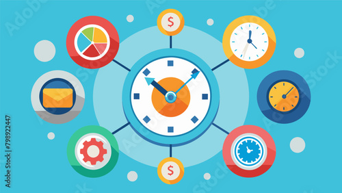 A clock with different dials representing multiple sources of passive income all working together in harmony to create a continuous stream of