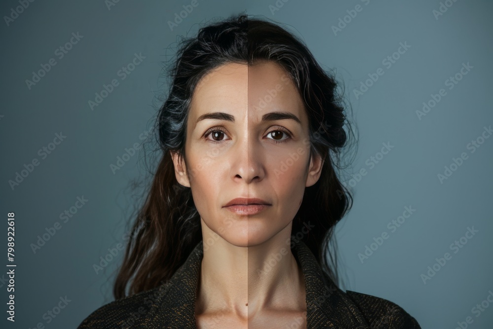 Visual contrast in skincare for women combines genetics with traditional methods, enhancing rejuvenation and clarity in aging stage portraits. Visual contrast in skincare for women combines genetics with traditional methods, enhancing rejuvenation and clarity in aging stage portraits.