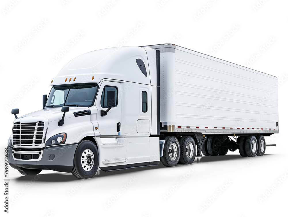 Semi Trailer Truck isolated on white