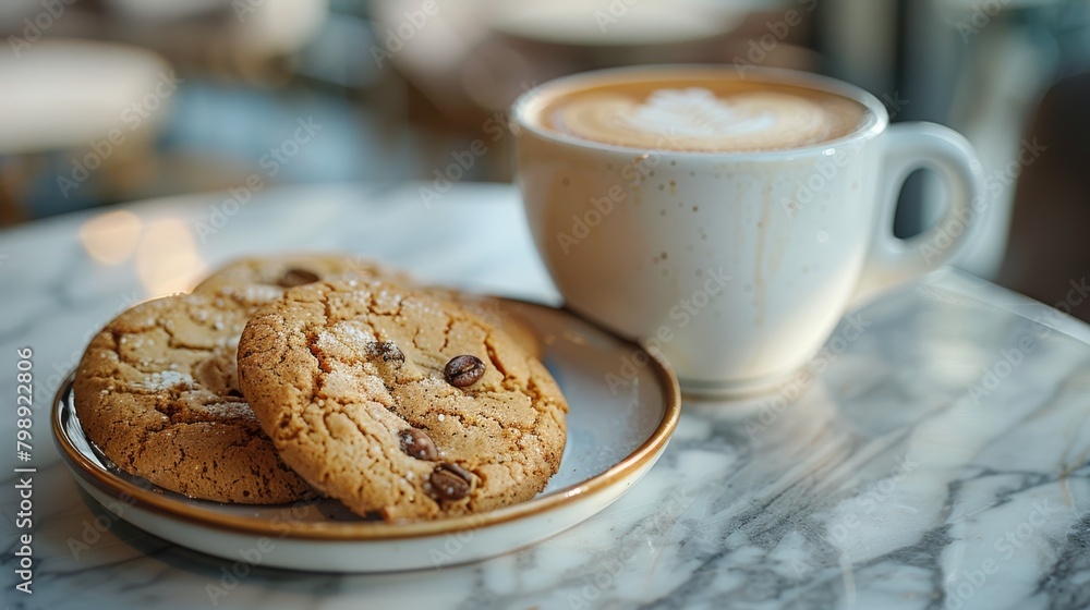 Two Cookies and Coffee on Plate Two Cookies and Coffee on Plate