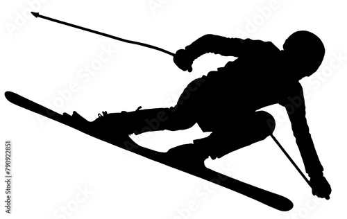 Detailed Sport Silhouette - Speeding Alpine Skier V2 Refined