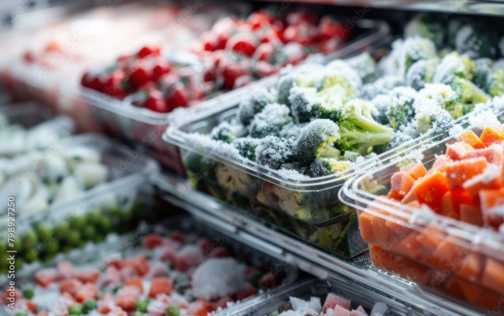 Frozen Vegetables in Supermarket Display