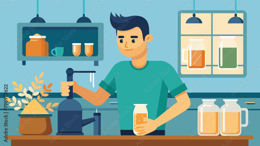 The clinking of glass bottles and the faint smell of yeast fills the air of a small apartment kitchen where a passionate homebrewer experiments with.