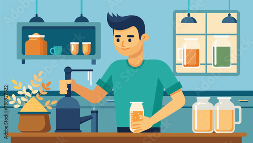 The clinking of glass bottles and the faint smell of yeast fills the air of a small apartment kitchen where a passionate homebrewer experiments with.