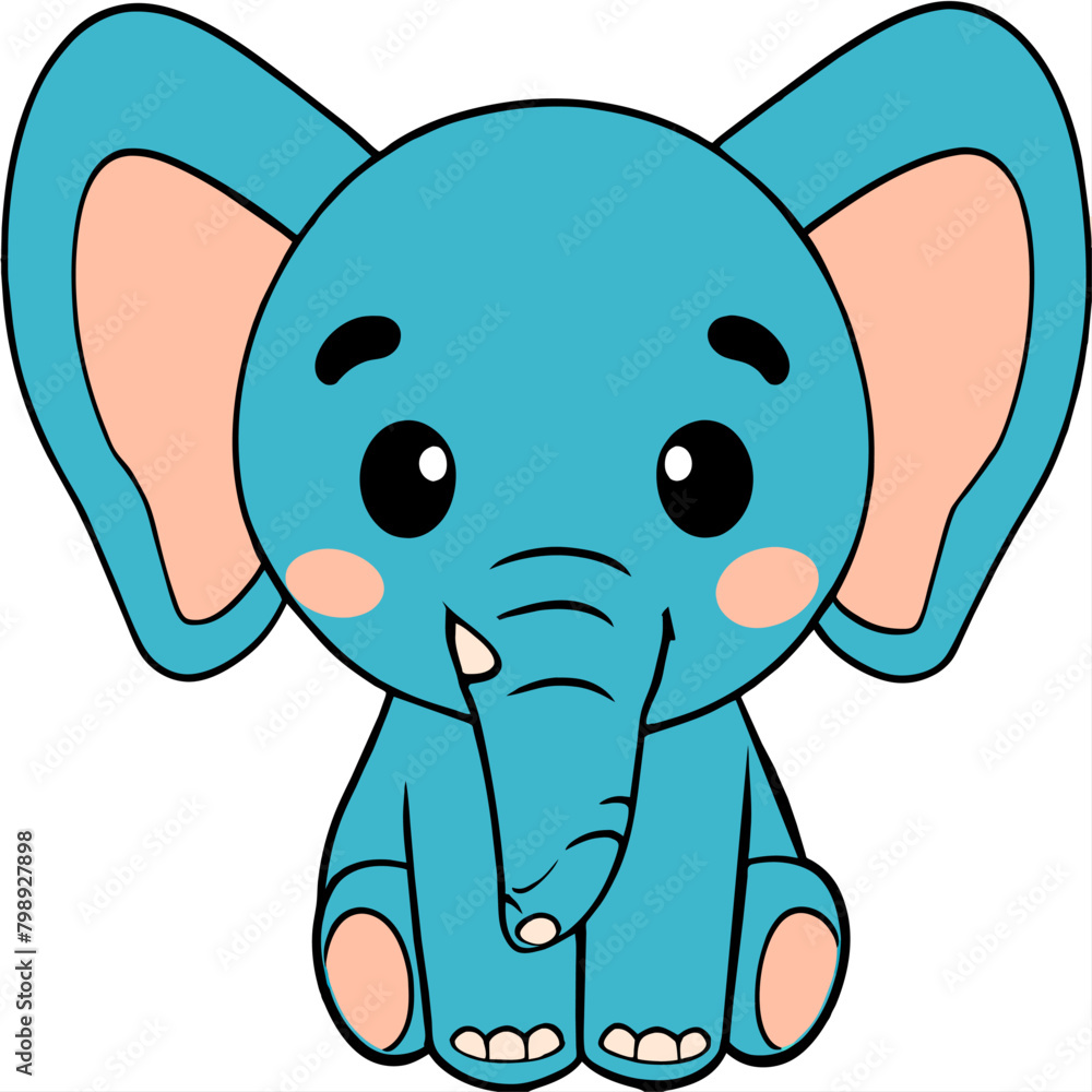 Obraz premium cute elephant clean line art hig