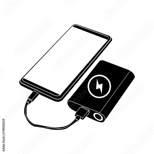 vector icon of battery charger, power bank