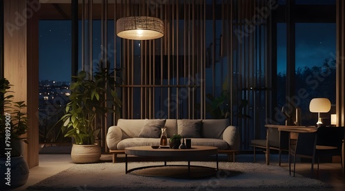 define 3d illustration of luxurious hotel room, apartment, modern living room interior
