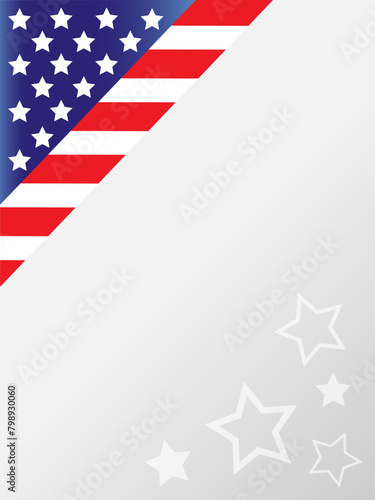 USA flag symbols patriotic background border with grey gradient empty space for text.