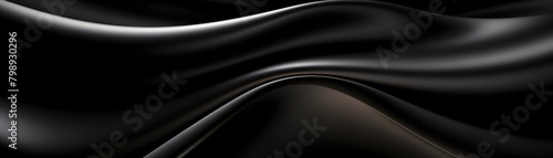 Luxurious Black Fabric Backdrop with Fluid Curves and Captivating Shadows