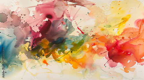 An abstract watercolor painting with expressive splashes of color, Generative AI