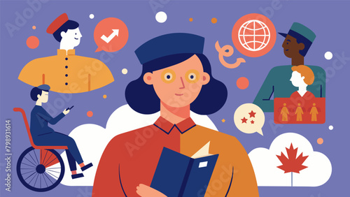 Through their unique perspective a neurodivergent historian reexamines the impact of World War II highlighting the experiences of disabled individuals. Vector illustration