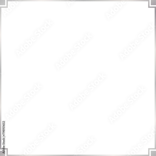Square subtle single line silver frame with stepped geometric right-angled corners filled with squares, 1x1 scale ratio for card, banner, video, presentation