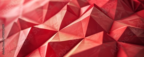 A crimson geometric sculpture made of folded paper, with sharp creases and a sense of origami mastery 