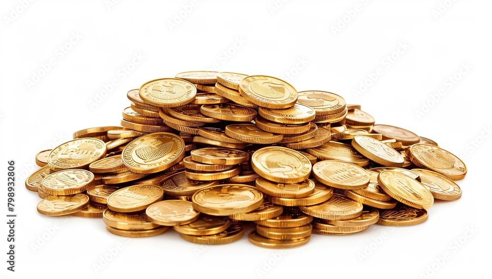 Golden Wealth: A Pile of Isolated Gold Coins Golden Wealth: A Pile of Isolated Gold Coins