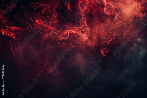 A dark and mysterious abstract scene with wisps of crimson smoke rising from an unseen source, against a backdrop of inky blackness 