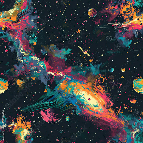 Galactic Brushstrokes Hand-Painted Space