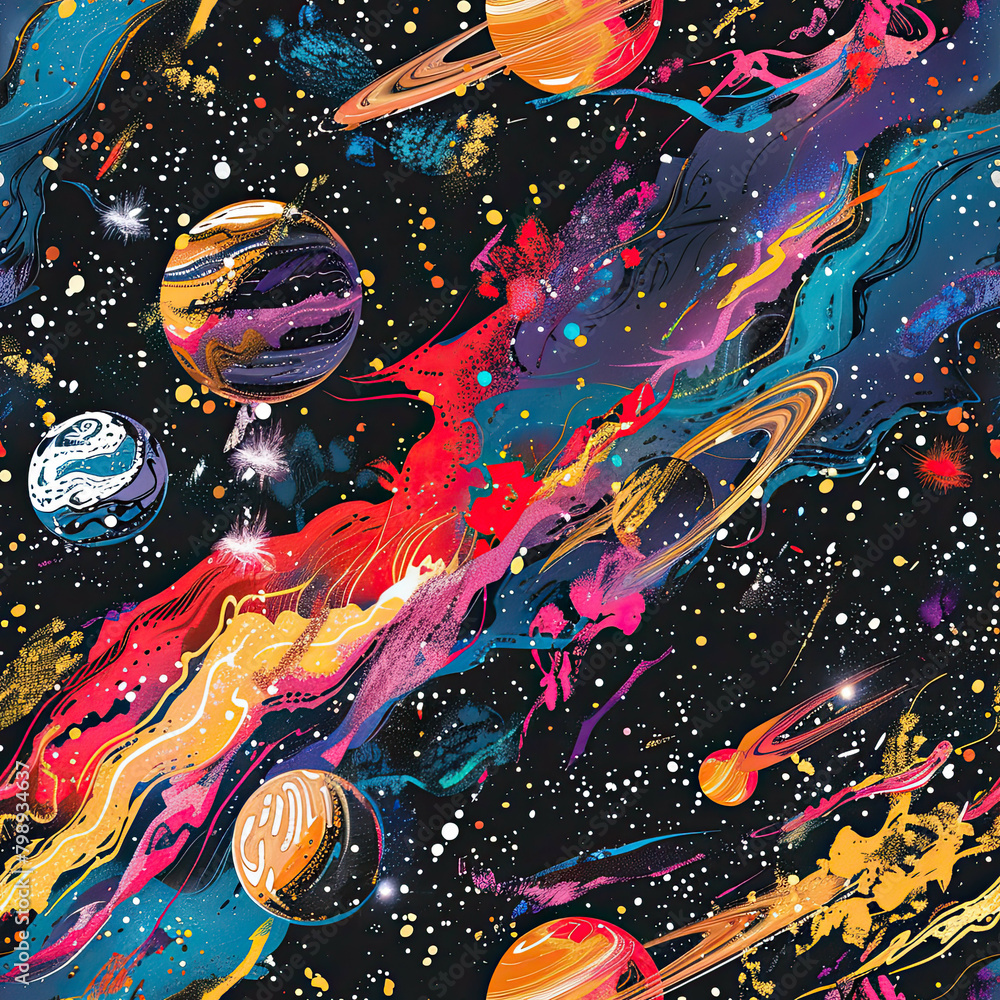 Galactic Brushstrokes Hand-Painted Space Galactic Brushstrokes Hand-Painted Space