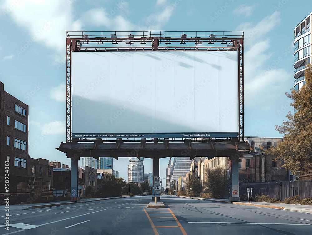 Obraz premium Billboard mockup image, large clean white surface, empty large advertising space, Bigboard