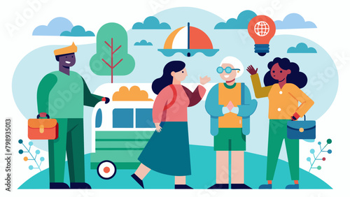 A tour company providing small group tours with specific sensory accommodations for neurodivergent travelers such as avoiding crowded tourist. Vector illustration