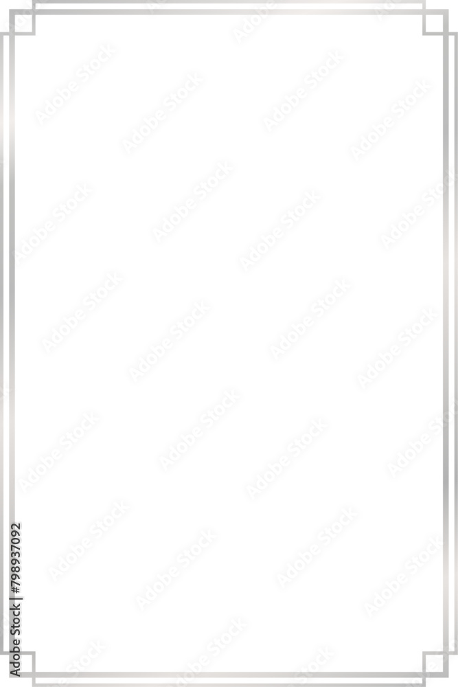 Rectangle subtle dual outline silver frame with geometric stepped right-angled corners, 2x3 scale ratio for card, banner, video, presentation, invitation Rectangle subtle dual outline silver frame with geometric stepped right-angled corners, 2x3 scale ratio for card, banner, video, presentation, invitation