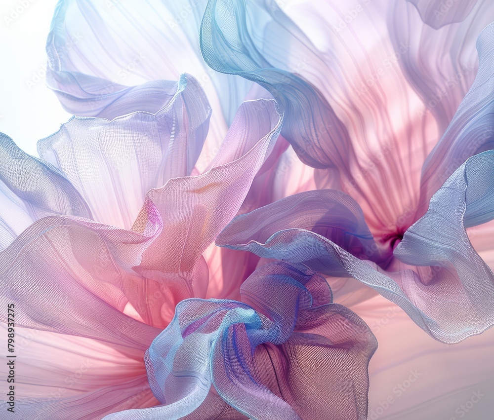 Abstract background with pink and blue fabric explosions