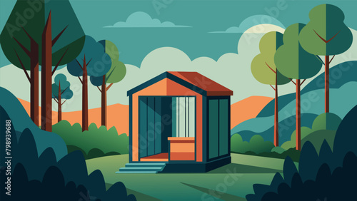 Nestled a tall trees the outdoor infrared sauna provides a serene escape from the hustle and bustle of daily life..
