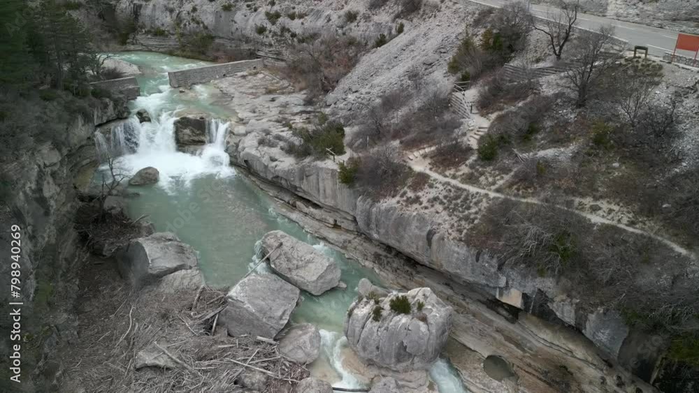 Gorges de la Méouge, parc naturel régional des Baronnies provençales, Hautes-Alpes, France, drone, aereal video, 