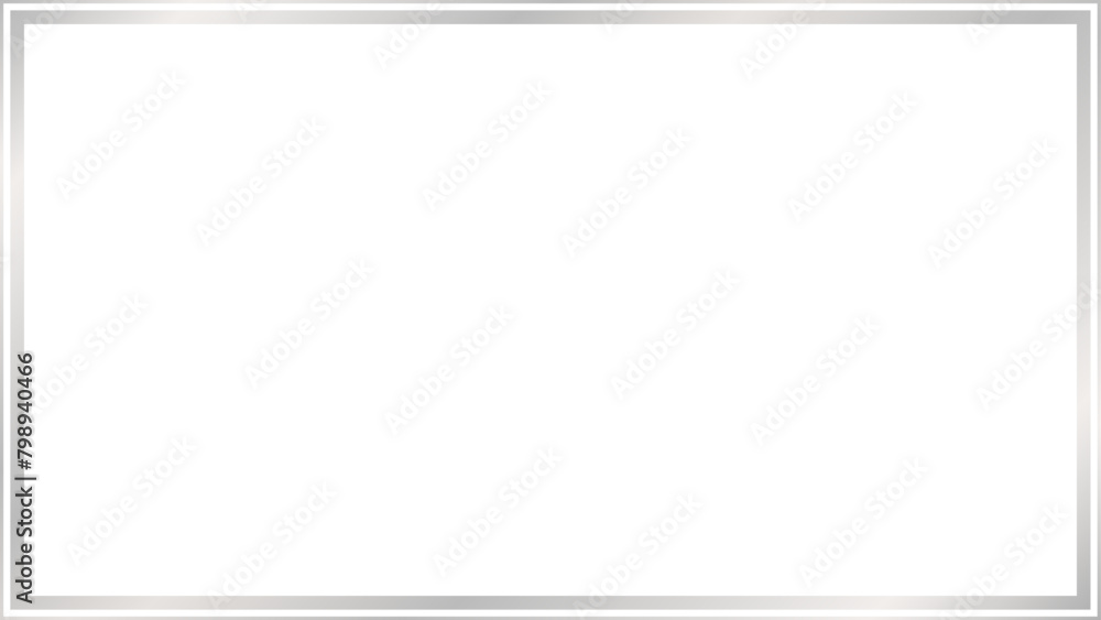 Rectangle subtle dual outline silver frame with 16x9 scale ratio for card, banner, video, presentation, invitation