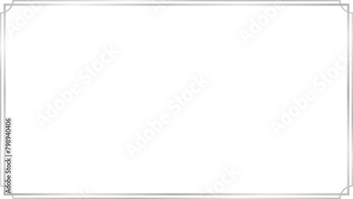 Rectangle subtle dual outline silver frame with concave inwardly rounded corners, 16x9 scale ratio for card, banner, video, presentation, invitation