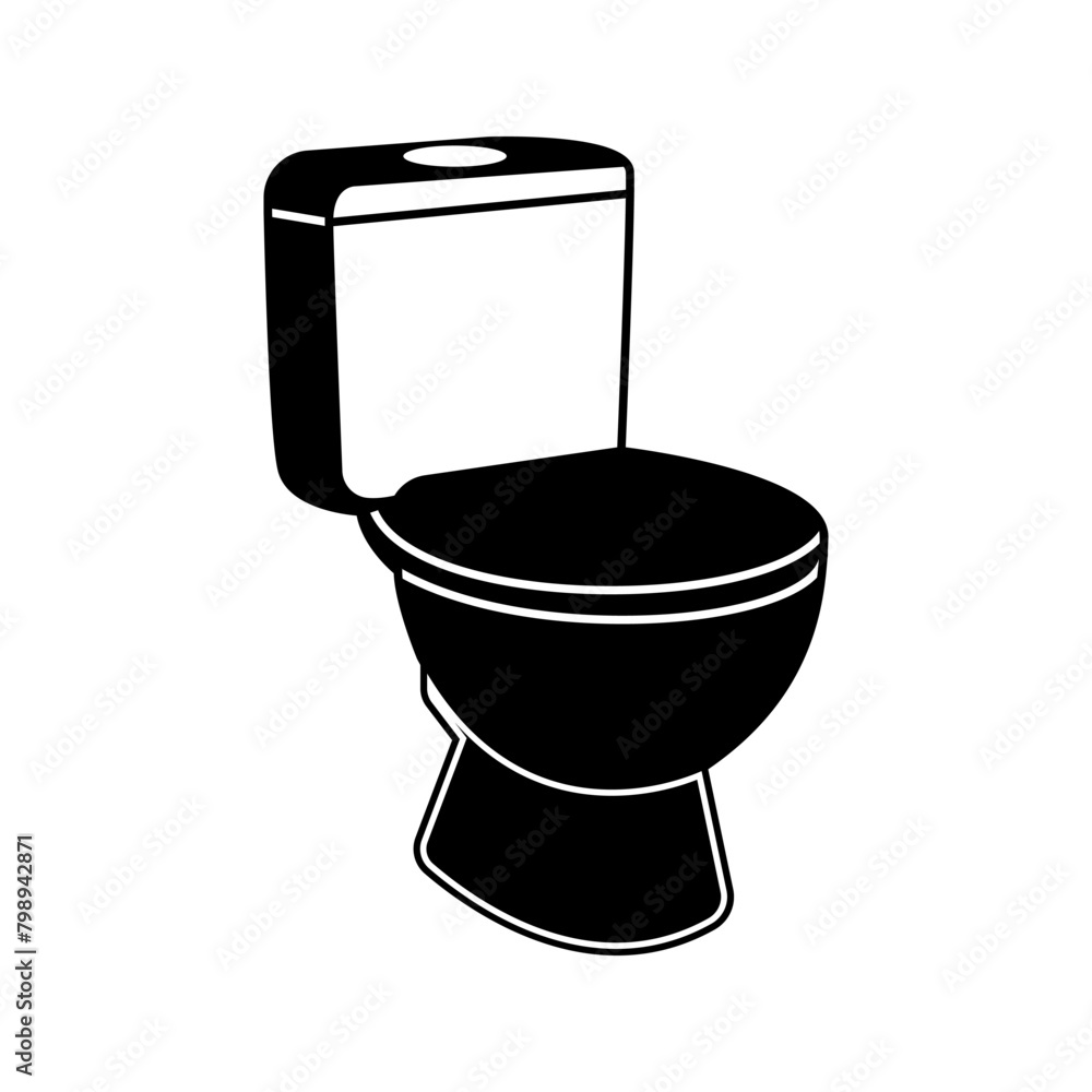 black and white seated toilet vector icon black and white seated toilet vector icon