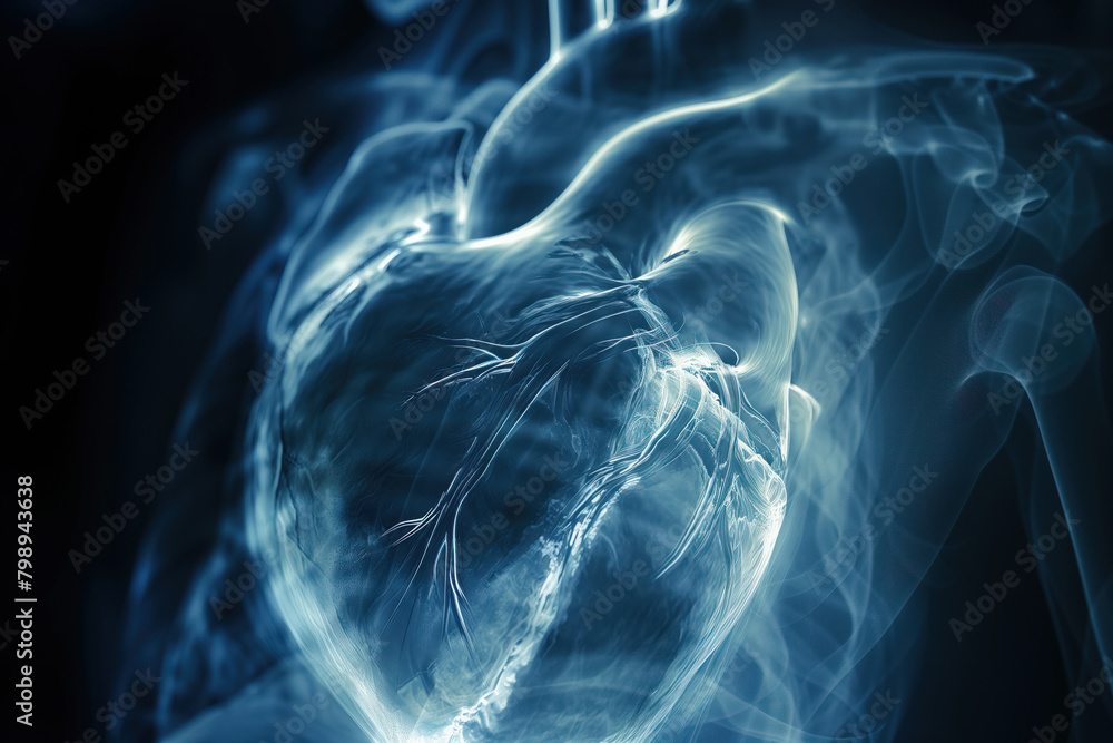 Cardio doctor examining with 3D x-ray radiology scan of render for patient heart in hospital AI Generative Cardio doctor examining with 3D x-ray radiology scan of render for patient heart in hospital AI Generative