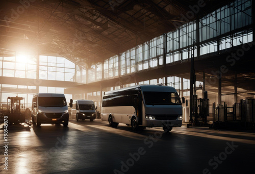 bus cargo loading while waiting center route logistic minivan delivery prepped concept silhouette van front truck vehicle warehouse lorry commercial stribution car road transport service © wafi
