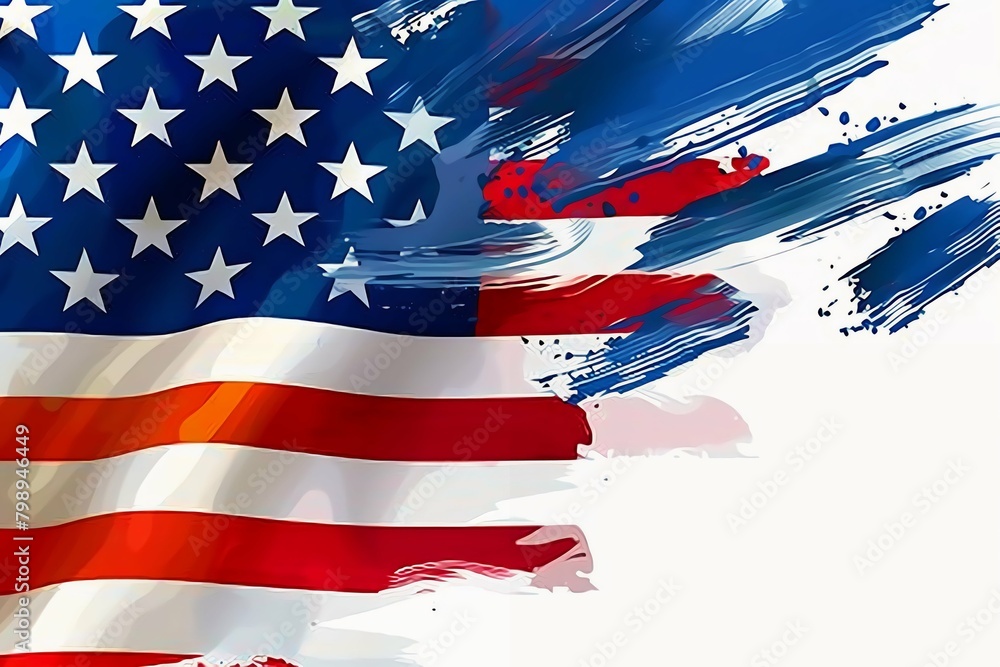 Memorial Day greeting card USA with brush stroke background in United States national flag colors. Memorial Day greeting card USA with brush stroke background in United States national flag colors.