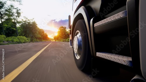 Wheel Truck On Road, Freight Transportation, Mode Of Transport, Transportation, Truck