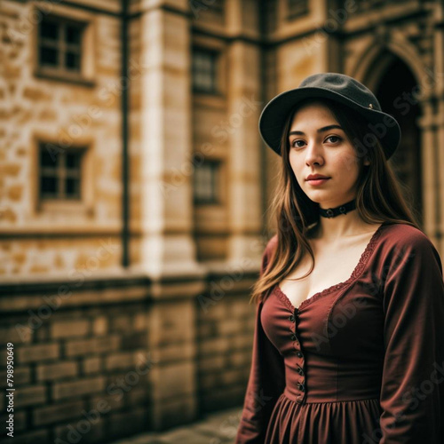 Modern European Girl in Victorian Dress with Modern twist