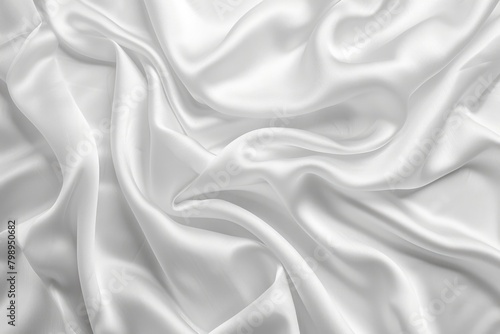 Curve Texture. White Silk Fabric Background with Rippled Drapery Effects