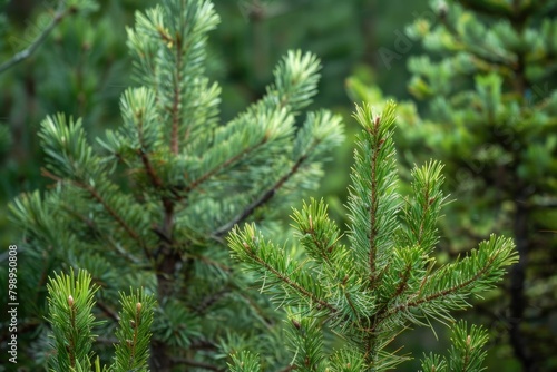 Forest Pine. Green Trees in a Sustainable Ecosystem of Spruce and Fir