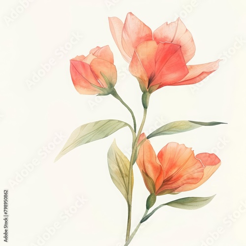 New blooms open eagerly to greet the spring sunlight  minimal watercolor style illustration isolated on white background