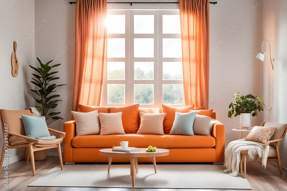 Fototapeta premium Cozy stylish living room interior