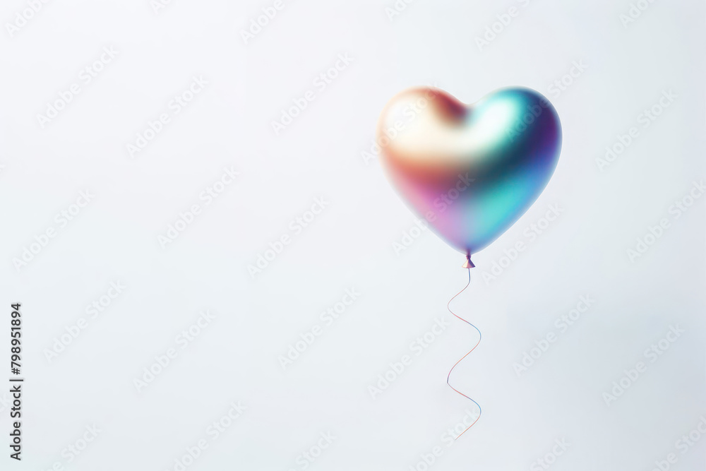 A balloon in the shape of a heart. Space for text.