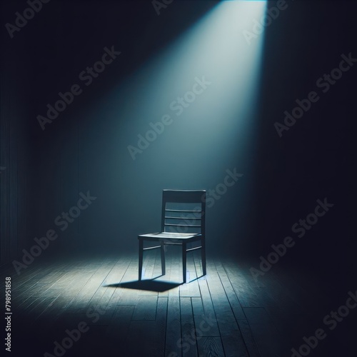 A single chair in an empty room.