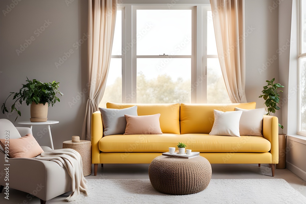 Fototapeta premium Cozy stylish living room interior