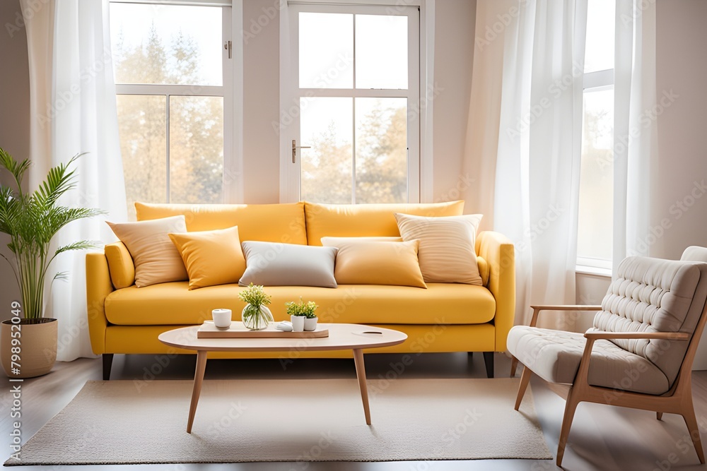 Fototapeta premium Cozy stylish living room interior