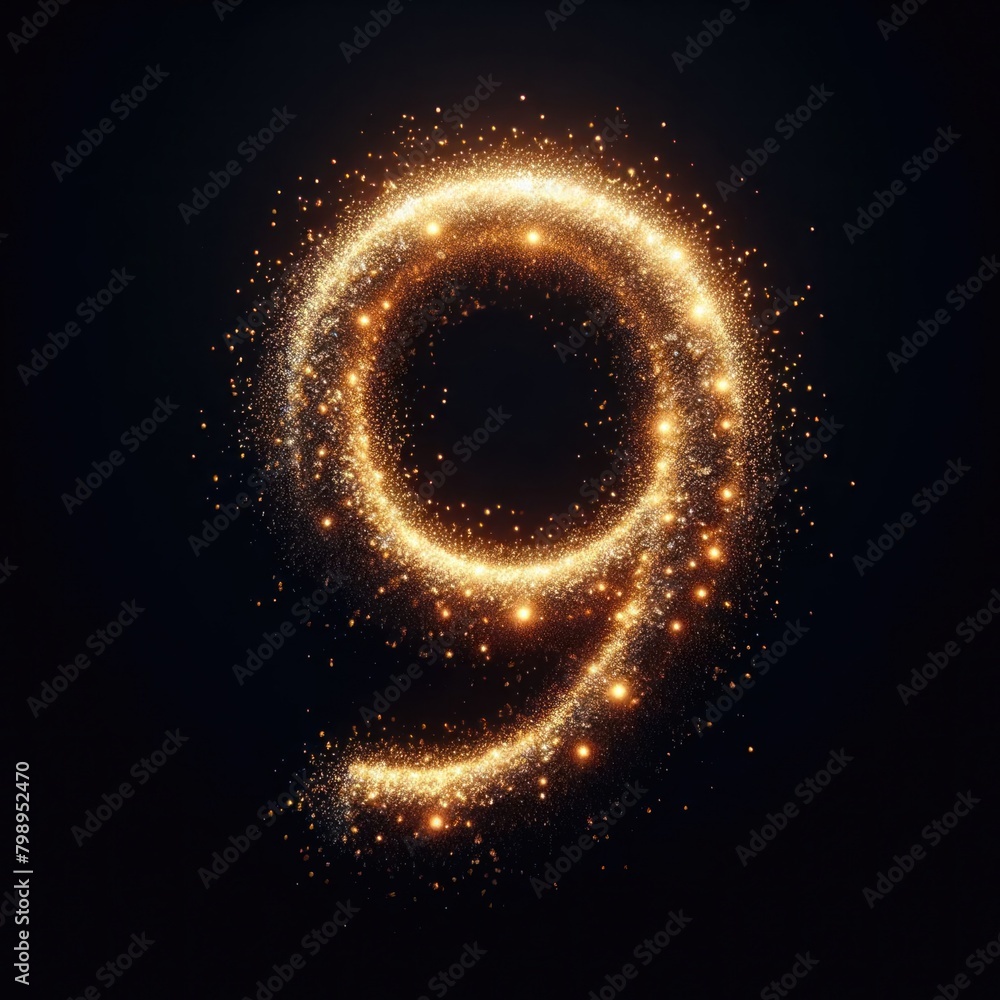 Golden glowing number Golden glowing number